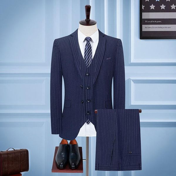 men's suits & blazers suit high-end striped three-piece jacket + pants vest business casual wedding formal tuxedo, White;black
men's suits & blazers suit high-end striped three-piece jacket + pants vest business casual wedding formal tuxedo, White;black