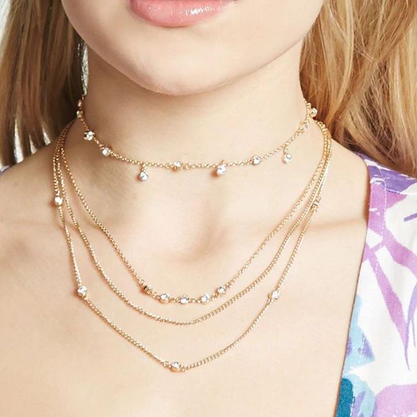 chains multilayer contracted wind in europe and america women's alloy necklace drill accessories pendant with the, Silver
chains multilayer contracted wind in europe and america women's alloy necklace drill accessories pendant with the, Silver