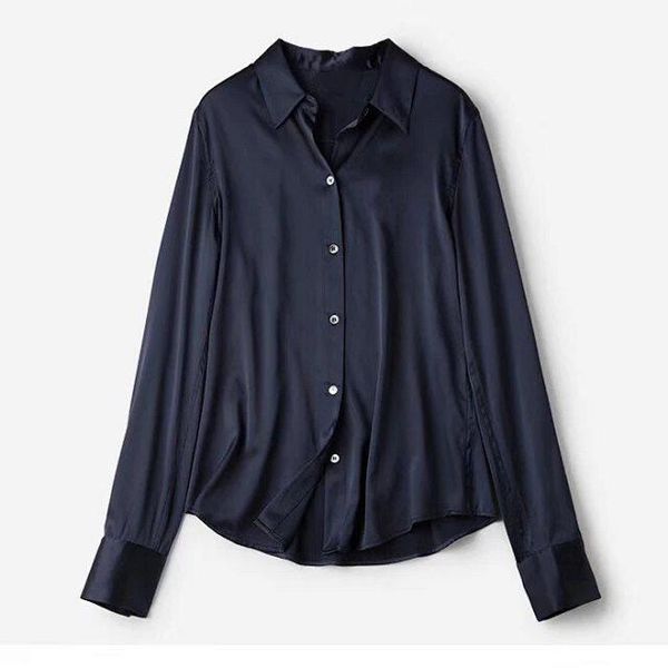 women's blouses & shirts ladies navy blue long sleeve silk 100% blouse shirt with lapel collar, White
women's blouses & shirts ladies navy blue long sleeve silk 100% blouse shirt with lapel collar, White