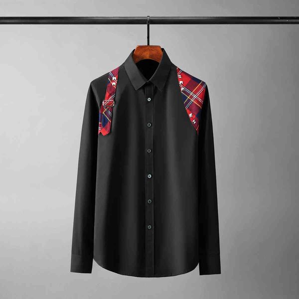 tee polo shirt shirt shirt cotton male long sleeve plaid splicing casual fashion slim fit rivter mens shirts, White;black
tee polo shirt shirt shirt cotton male long sleeve plaid splicing casual fashion slim fit rivter mens shirts, White;black