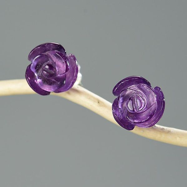 original design mini quartz amethyst rose flower earrrings 925 sterling silver natural stone stud earrings fine jewelry, Golden;silver
original design mini quartz amethyst rose flower earrrings 925 sterling silver natural stone stud earrings fine jewelry, Golden;silver