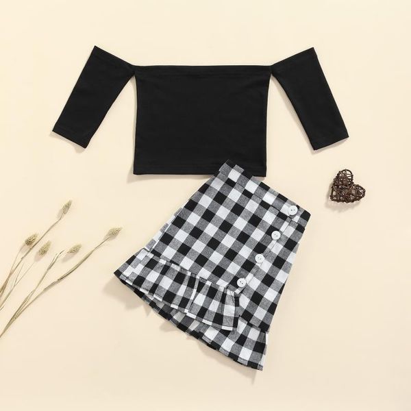 clothing sets 2-7y girls fashion children kids baby solid off shoulder t-shirts +button skirts casual clothes outfits, White
clothing sets 2-7y girls fashion children kids baby solid off shoulder t-shirts +button skirts casual clothes outfits, White