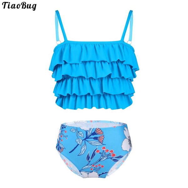 women's swimwear tiaobug summer 2pcs kids girls floral print beach pool bathing adjustable straps layered ruffle hem and bottoms set, White;black
women's swimwear tiaobug summer 2pcs kids girls floral print beach pool bathing adjustable straps layered ruffle hem and bottoms set, White;black
