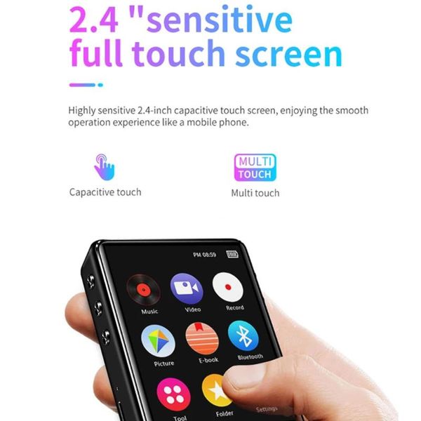 2.4 inch full touch screen mini mp3 player bluetooth 5.0 metal hifi lossless sound with speaker fm radio voice record & mp4 players
2.4 inch full touch screen mini mp3 player bluetooth 5.0 metal hifi lossless sound with speaker fm radio voice record & mp4 players