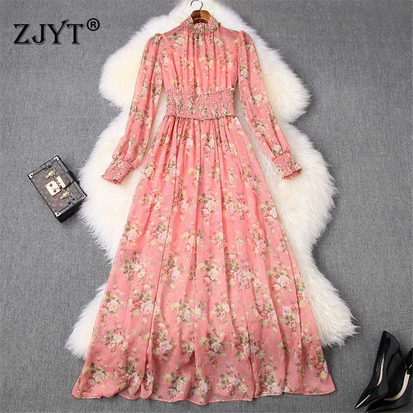 spring designers runway fashion women robe elegant beading collar print long chiffon dress party vestidos 210601, Black;gray
spring designers runway fashion women robe elegant beading collar print long chiffon dress party vestidos 210601, Black;gray