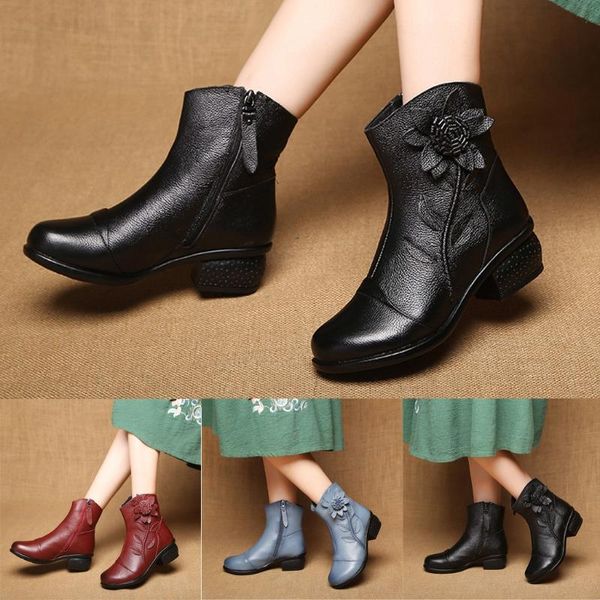 boots women's side zip vintage leather boot ankle bare square heel casual booties classical european ladies platform shoes, Black
boots women's side zip vintage leather boot ankle bare square heel casual booties classical european ladies platform shoes, Black