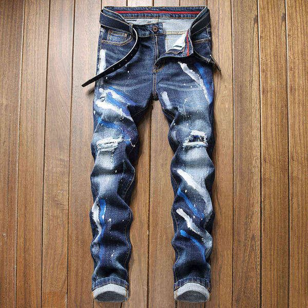 men's jeans autumn and winter 2021 ny jeans youth leisure slim men's perforated patch pants, Blue
men's jeans autumn and winter 2021 ny jeans youth leisure slim men's perforated patch pants, Blue