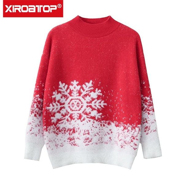 winter warm sweater women half turtleneck pullover jumper thick loose christmas knitted mid length snowflake women's sweaters, White;black
winter warm sweater women half turtleneck pullover jumper thick loose christmas knitted mid length snowflake women's sweaters, White;black
