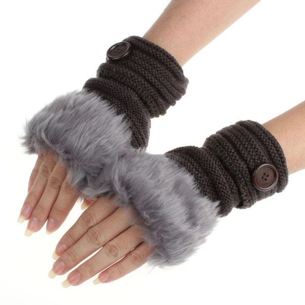 fingerless gloves winter fashion faux fur button warm wrist women mittens, Blue;gray
fingerless gloves winter fashion faux fur button warm wrist women mittens, Blue;gray