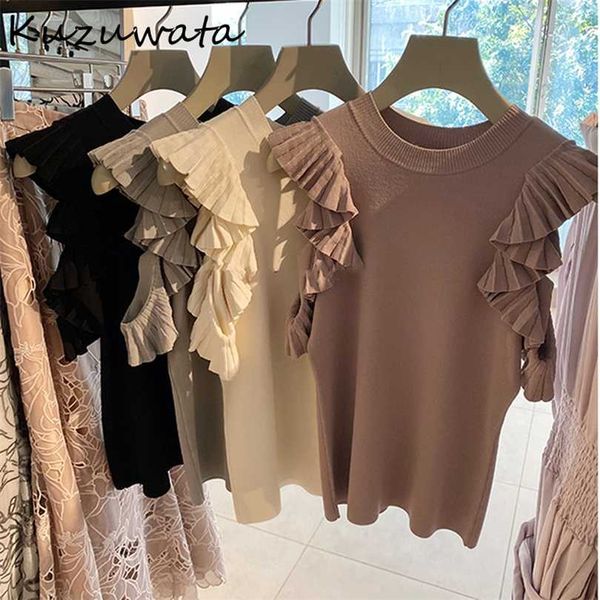 kuzuwata japanese sweet shirts knitting solid off shoulder ruffles folds blouses spring autumn temperament women 211018, White;black
kuzuwata japanese sweet shirts knitting solid off shoulder ruffles folds blouses spring autumn temperament women 211018, White;black
