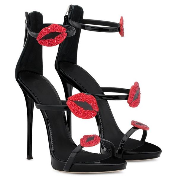 super high heel woman crystal red lips party sandal rhinestone nightclub roman dress evening sandals, Black
super high heel woman crystal red lips party sandal rhinestone nightclub roman dress evening sandals, Black
