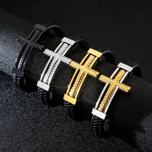 tennis stainless steel ethiopian gold cross charm bracelet men 21cm vintage cowhide leather armband male bangle jewellry for man, Golden;silver
tennis stainless steel ethiopian gold cross charm bracelet men 21cm vintage cowhide leather armband male bangle jewellry for man, Golden;silver