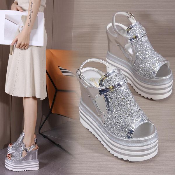 13.5cm thick bottom wedges women's sandals 2021 summer woman shoes fashion rome fish mouth increase within pumps dress, Black
13.5cm thick bottom wedges women's sandals 2021 summer woman shoes fashion rome fish mouth increase within pumps dress, Black