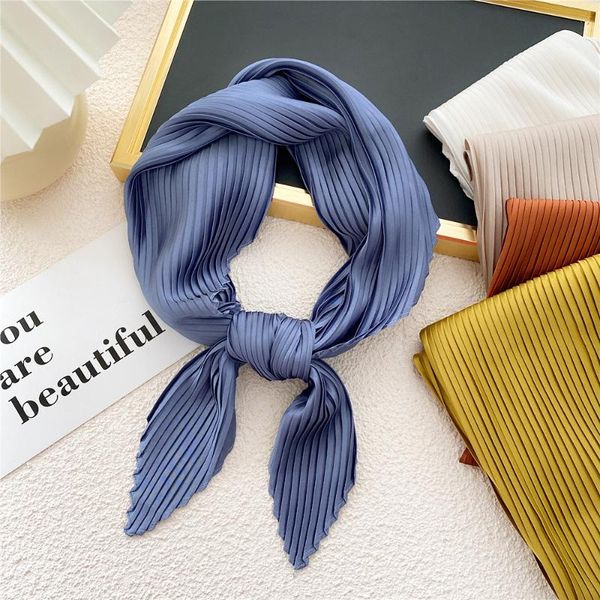 scarves small solid color silk pleated scarf fashion satin neckerchief crinkle hair band square neck, Blue;gray
scarves small solid color silk pleated scarf fashion satin neckerchief crinkle hair band square neck, Blue;gray