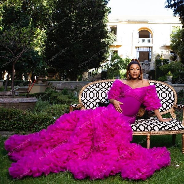 fashion fuchsia evening dresses puffy sleeves mermaid maternity dress luxury lush tulle ruffles pregnancy gowns to pgraphy robes, Black;red
fashion fuchsia evening dresses puffy sleeves mermaid maternity dress luxury lush tulle ruffles pregnancy gowns to pgraphy robes, Black;red