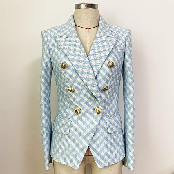 women's suits & blazers korean blue white plaid buttons casual slim long sleeve women 2021 autumn fashion office lady vintage jacket 50, White;black
women's suits & blazers korean blue white plaid buttons casual slim long sleeve women 2021 autumn fashion office lady vintage jacket 50, White;black