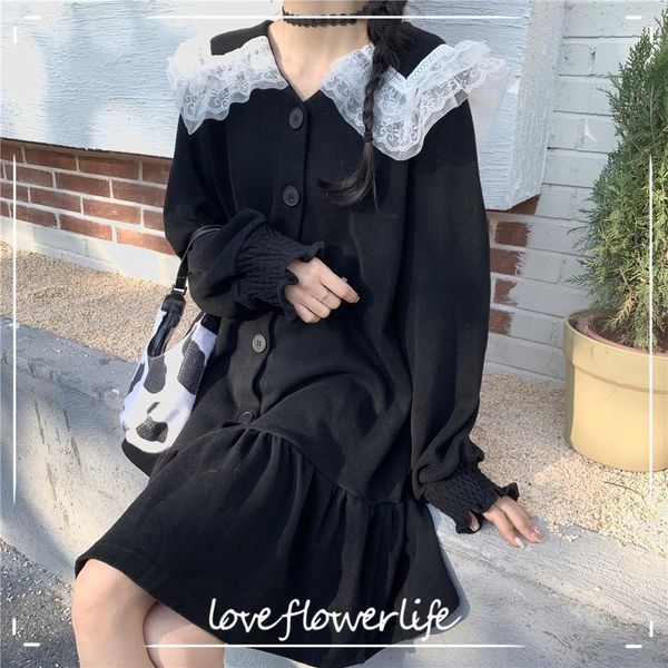 spring long sleeve vintage kawaii dress korean casual sweet elegant dress women cute lace mini shirt dress female 210521, Black;gray
spring long sleeve vintage kawaii dress korean casual sweet elegant dress women cute lace mini shirt dress female 210521, Black;gray