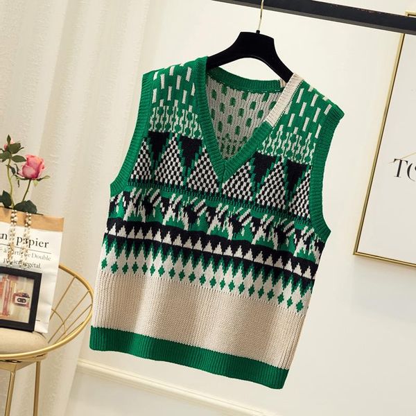 women's vests vintage argyle knitted cotton sweater vest women plus size v-neck sleeveless casual tank 2021 autumn fashion korean, Black;white
women's vests vintage argyle knitted cotton sweater vest women plus size v-neck sleeveless casual tank 2021 autumn fashion korean, Black;white