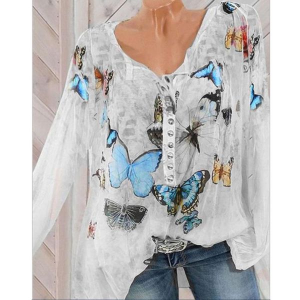 women's t-shirt tee shirt femme 90s aesthetic women butterfly print long sleeve v-neck buttons woman tshirts summer top, White
women's t-shirt tee shirt femme 90s aesthetic women butterfly print long sleeve v-neck buttons woman tshirts summer top, White