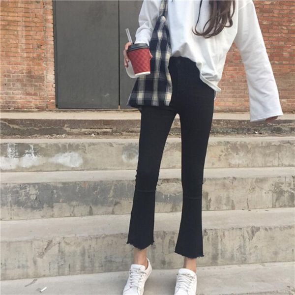 women's jeans korean fashion high waist flare women denim trousers cotton vintage slim spring skinny, Blue
women's jeans korean fashion high waist flare women denim trousers cotton vintage slim spring skinny, Blue