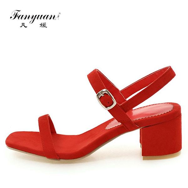 fanyuan fashion solid ankle strap sandals women shoes summer buckle thick high heels concise flock casual, Black
fanyuan fashion solid ankle strap sandals women shoes summer buckle thick high heels concise flock casual, Black