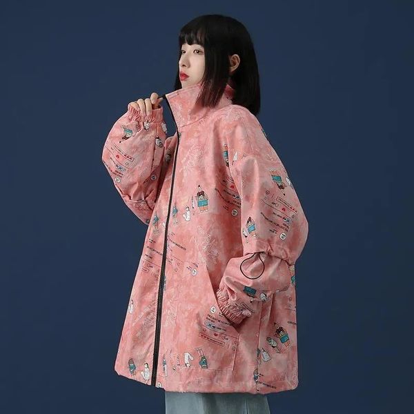 women's jackets korean style printing loose zip up jacket women fashion street stand collar casual bomber autumn pink kawaii outwear, Black;brown
women's jackets korean style printing loose zip up jacket women fashion street stand collar casual bomber autumn pink kawaii outwear, Black;brown