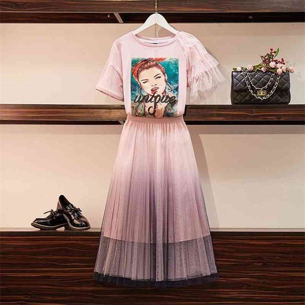 summer women bead mesh beautiful character t-shirt + gradient color skirt 2 pcs sets fashion female suits a1241 210519, White
summer women bead mesh beautiful character t-shirt + gradient color skirt 2 pcs sets fashion female suits a1241 210519, White