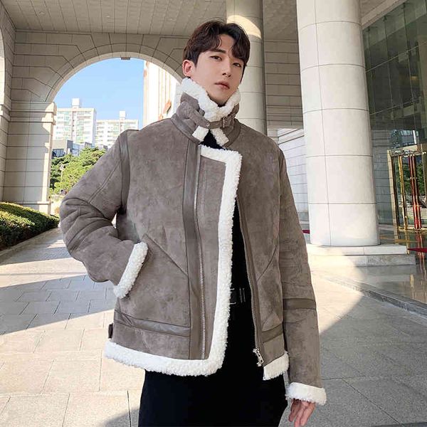 men's leather & faux winter men's leather jacket outward coarse coats lambswool lining casual street coat mark male 1j84, Black
men's leather & faux winter men's leather jacket outward coarse coats lambswool lining casual street coat mark male 1j84, Black