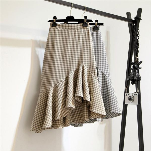skirts plaid skirt long 2021 women's summer retro high waist hip ruffled irregular fishtail, Black
skirts plaid skirt long 2021 women's summer retro high waist hip ruffled irregular fishtail, Black