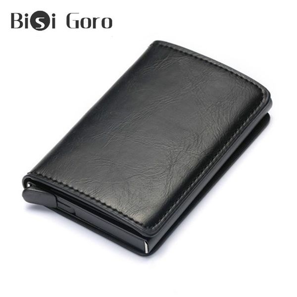 card holders bisi goro vintage holder men and women metal rfid aluminium box crazy horse pu leather fashion wallet, Brown;gray
card holders bisi goro vintage holder men and women metal rfid aluminium box crazy horse pu leather fashion wallet, Brown;gray