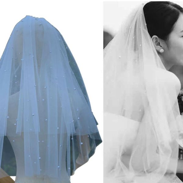 bridal veils wedding veil with comb sheer tulle pearls hair accessories for bride 2 tier elbow length cut edge, Black
bridal veils wedding veil with comb sheer tulle pearls hair accessories for bride 2 tier elbow length cut edge, Black