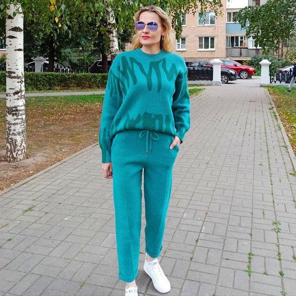 women's two piece pants cashmere women sweater tracksuits tie dye knit pieces pencil sets oversized loose sweaters suits clothing, White
women's two piece pants cashmere women sweater tracksuits tie dye knit pieces pencil sets oversized loose sweaters suits clothing, White