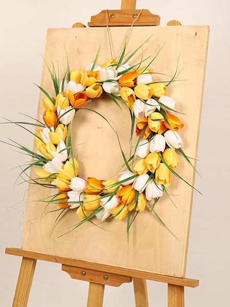 / 40cm wreath home hanging decorations tulip garland silk flower natural wall-mounted dia semi-handmade decorative wreaths flowers &
/ 40cm wreath home hanging decorations tulip garland silk flower natural wall-mounted dia semi-handmade decorative wreaths flowers &