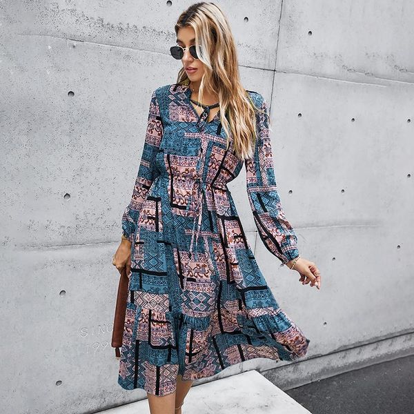 casual dresses versear vintage floral print dress v- neck waist drawstring long sleeve midi boho autumn robe, Black;gray
casual dresses versear vintage floral print dress v- neck waist drawstring long sleeve midi boho autumn robe, Black;gray