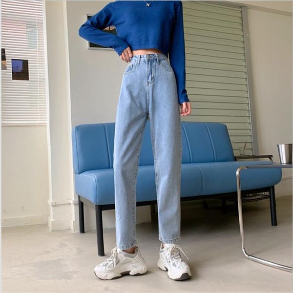 vintage high waist straight jeans pant for women streetwear loose female denim buttons zipper ladies women's, Blue
vintage high waist straight jeans pant for women streetwear loose female denim buttons zipper ladies women's, Blue