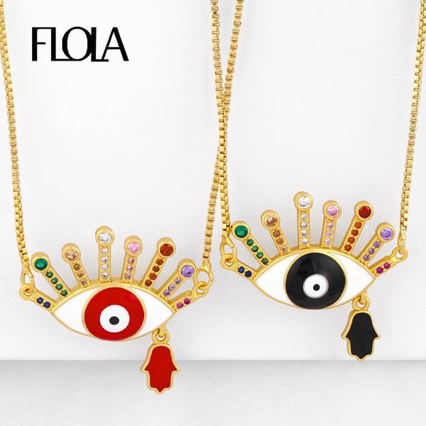 pendant necklaces flola multicolor turkish evil eye for women fatima hand crystal cz zirconia rainbow jewelry nkeq64, Silver
pendant necklaces flola multicolor turkish evil eye for women fatima hand crystal cz zirconia rainbow jewelry nkeq64, Silver