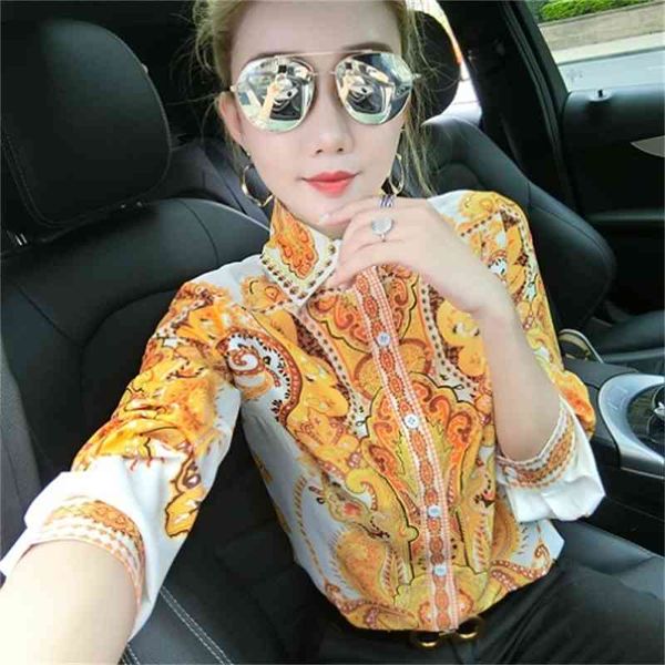 luxury vintage printed shirts plus size women elegant long sleeve lapel neck runway ladies button blouse slim office designer shirt, White
luxury vintage printed shirts plus size women elegant long sleeve lapel neck runway ladies button blouse slim office designer shirt, White