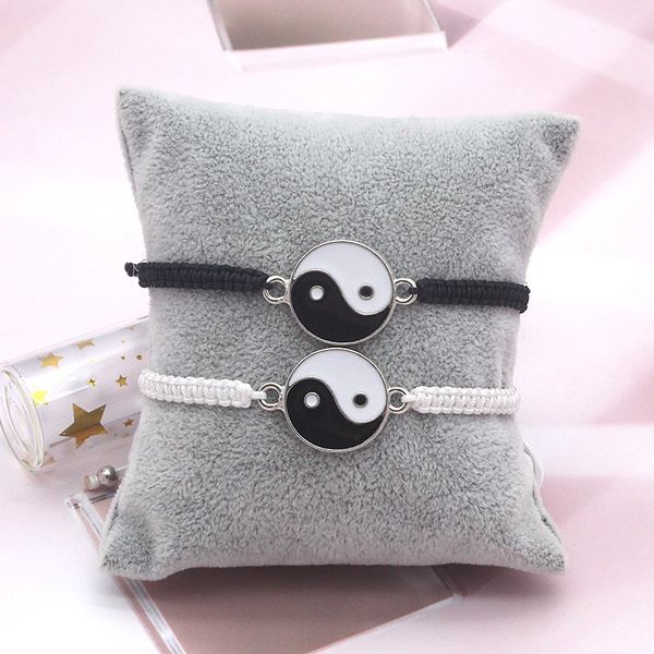 white black enameled yin yang tai chi charm bracelet handmade woven adjustable bracelet, Golden;silver
white black enameled yin yang tai chi charm bracelet handmade woven adjustable bracelet, Golden;silver