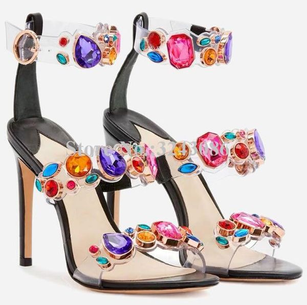 sandals pvc colorful crystal lady fashion design stiletto heel rhinestone women dress female banquet shoes, Black
sandals pvc colorful crystal lady fashion design stiletto heel rhinestone women dress female banquet shoes, Black