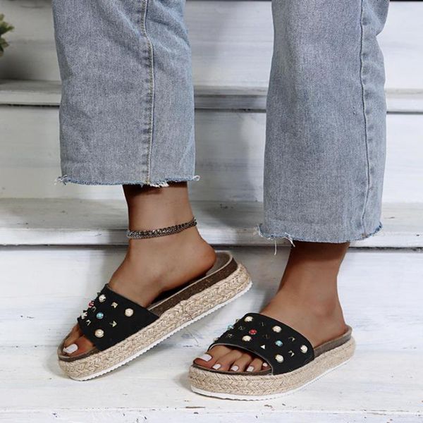 slippers ellalee women's casual comfortable platform plus size female sandals open toe pearl decoration daily ladies slides, Black
slippers ellalee women's casual comfortable platform plus size female sandals open toe pearl decoration daily ladies slides, Black