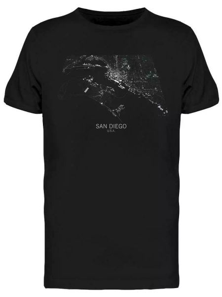 San Diego Map, Satellite View Tee Men's -Image by Shutterstock, White;black