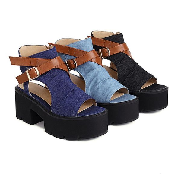 sandals women's summer platform casual fashion open toe shoes denim high heels gladiator sandals, Black
sandals women's summer platform casual fashion open toe shoes denim high heels gladiator sandals, Black