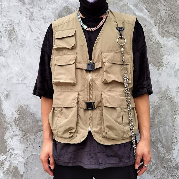 men's vests vest harajuku streetwear hip hop casual sleeveless tooling jackets man coat cardigan for women male couple clothing, Black;white
men's vests vest harajuku streetwear hip hop casual sleeveless tooling jackets man coat cardigan for women male couple clothing, Black;white