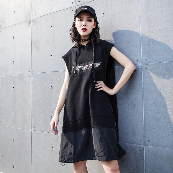 casual dresses patchwork sleeveless sweatshirts dress plus size hooded summer pattern high street, Black;gray
casual dresses patchwork sleeveless sweatshirts dress plus size hooded summer pattern high street, Black;gray