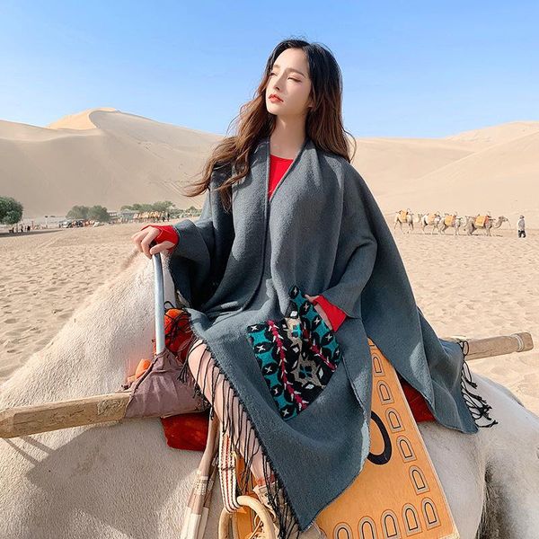 scarves scarf women winter outside with split shawl imitation cashmere thick warm tassel pocket cloak desert tourism keep, Blue;gray
scarves scarf women winter outside with split shawl imitation cashmere thick warm tassel pocket cloak desert tourism keep, Blue;gray