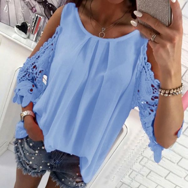 women's blouses & shirts summer chiffon women casual sun-half sleeve lace patchwork off shoulder solid plus size, White
women's blouses & shirts summer chiffon women casual sun-half sleeve lace patchwork off shoulder solid plus size, White