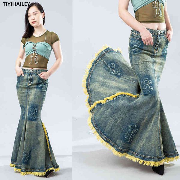 skirts fashion long maxi denim skirt for women mermaid style fish tail high waist tassels s-xl stretch xc4z, Black
skirts fashion long maxi denim skirt for women mermaid style fish tail high waist tassels s-xl stretch xc4z, Black