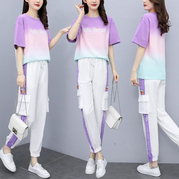 women's two piece pants sports suit loose pants set fashion casual two-piece survetement femme 2 summer costumes for women, White
women's two piece pants sports suit loose pants set fashion casual two-piece survetement femme 2 summer costumes for women, White