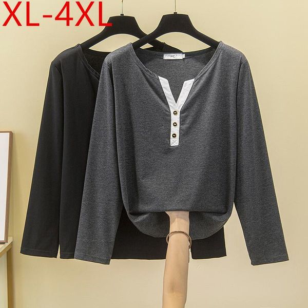 plus size t-shirt 4xl fit 100kg spring autumn women v neck long sleeve patchwork cotton large loose casual tees, Black
plus size t-shirt 4xl fit 100kg spring autumn women v neck long sleeve patchwork cotton large loose casual tees, Black