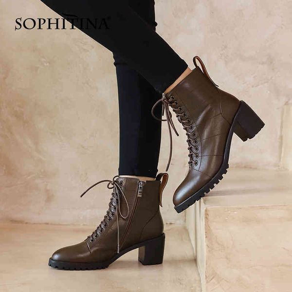 sophitina casual ankle boots comfortable square heel zipper round toe lace-up women boots fashion non-slip women's shoes so657 210513, Black
sophitina casual ankle boots comfortable square heel zipper round toe lace-up women boots fashion non-slip women's shoes so657 210513, Black